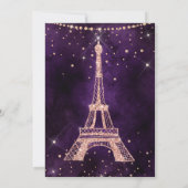 Eiffel tower rose gold glitter purple Sweet 16 Invitation (Back)