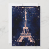 Eiffel tower rose gold glitter sparkle quinceanera invitation (Back)