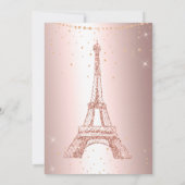 Eiffel tower rose gold metallic foil quinceanera invitation (Back)