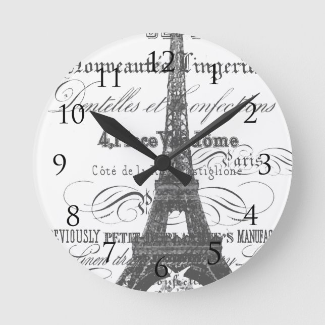 Eiffel Tower Round Clock (Front)
