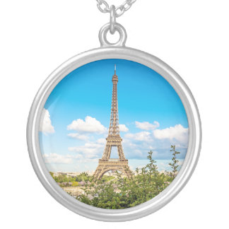 Eiffel Tower Round Photo Charm Necklace