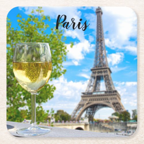 Eiffel tower shot glass square paper coaster