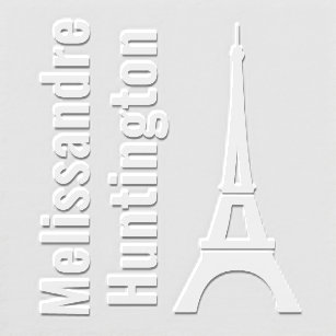 Eiffel Tower Silhouette Bold Vertical Name 2 Embosser