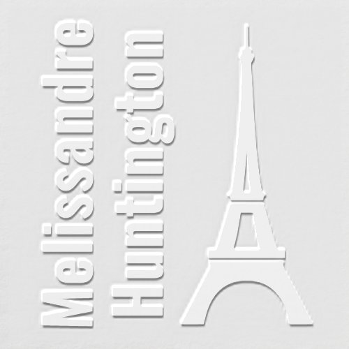 Eiffel Tower Silhouette Bold Vertical Name 2 Embosser