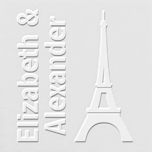 Eiffel Tower Silhouette Couple Bold Vertical Name Embosser