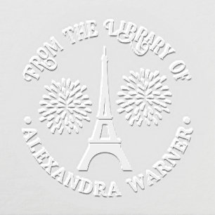 Eiffel Tower Silhouette Fireworks Library Book Embosser