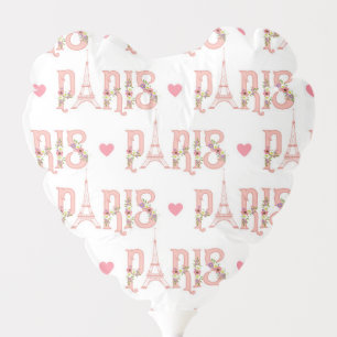 Eiffel Tower Silhouette Paris Flowers French Heart Balloon