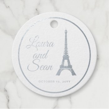 Eiffel Tower Silver Foil  Wedding Decor Foil Favor Tags by perfectwedding at Zazzle