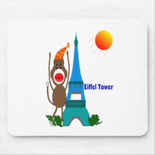 Eiffel Tower Sock Monkey Gifts Mouse Pad