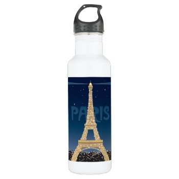 Eiffel Tower Sparkle 24 Oz. Water Bottle by grandjatte at Zazzle