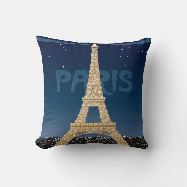 Eiffel Tower Sparkle Throw Pillow (Front)