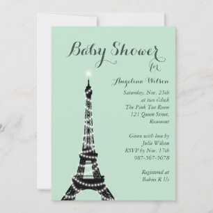 Eiffel Tower Sparkles Baby Shower Invitation