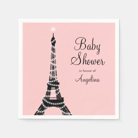 Eiffel Tower Sparkles Baby Shower Napkin