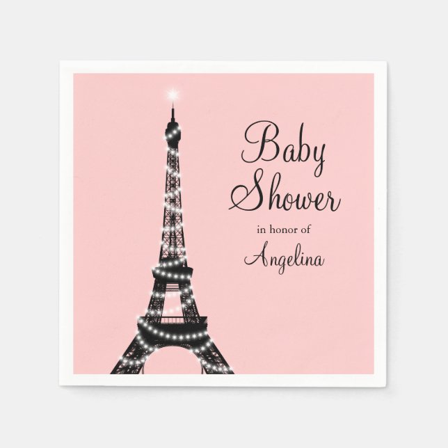 Eiffel Tower Sparkles Baby Shower Napkin (Front)