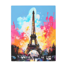 Eiffel Tower: Splash of Color Poster Metal Art