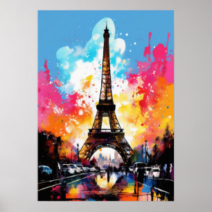 Eiffel Tower: Splash of Color Poster Print