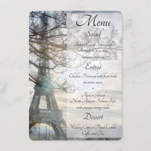 Eiffel Tower Spring Sunrise Watercolor Menu
