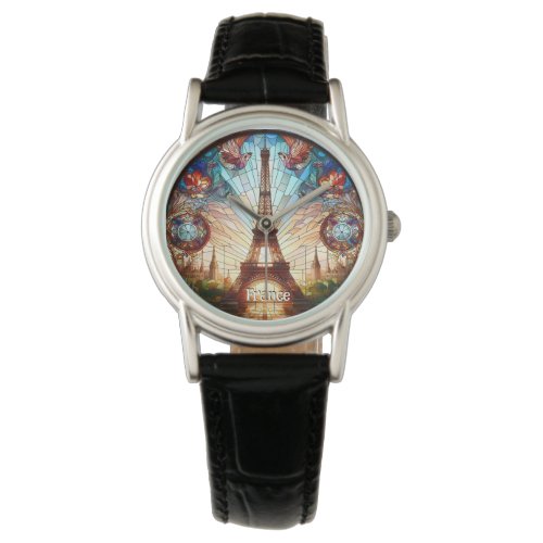 Eiffel Tower Stained Glass Art Watch