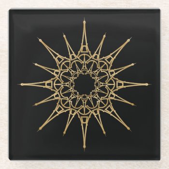 Eiffel Tower Star Pattern Glass Coaster by ArtDivination at Zazzle