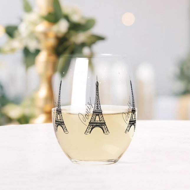 Eiffel Tower  Stemless Wine Glass (Insitu (Wedding))