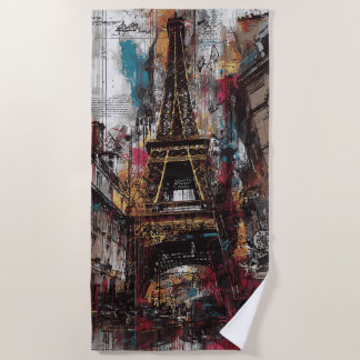 Eiffel Tower Street Art Paris Urban Graffiti  Beach Towel