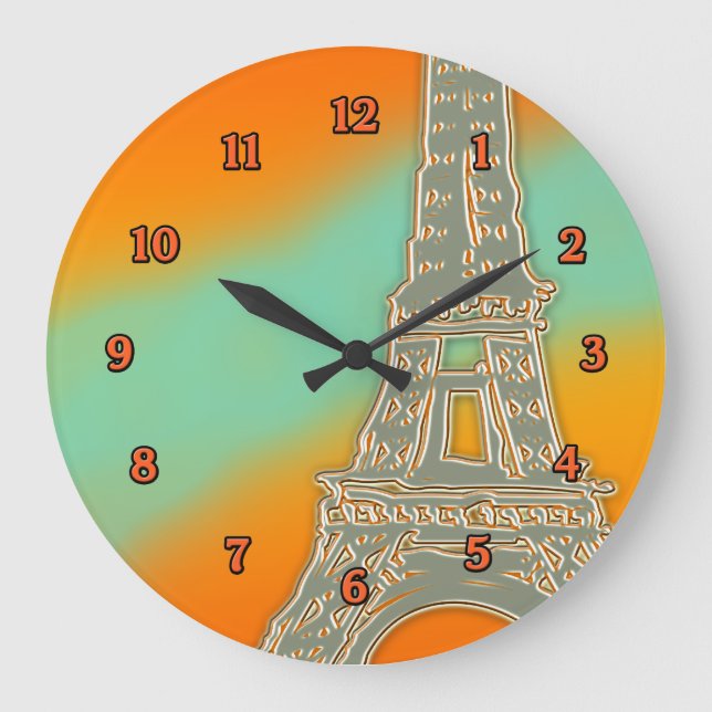 Eiffel Tower Sunset Wall Clock (Front)