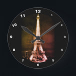 Eiffel Tower - Surreal Art, Paris, France Round Clock<br><div class="desc">CLOCKS: Eiffel Tower surreal vintage artwork with altered second dimension of the tower. Unique portray of this famous landmark from romantic city of love - Paris. Boutique La Pari,  France - Collectible art (private personal collection). Vintage night photography/surreal art series. Original Photography/Art/Design by work4dream.</div>