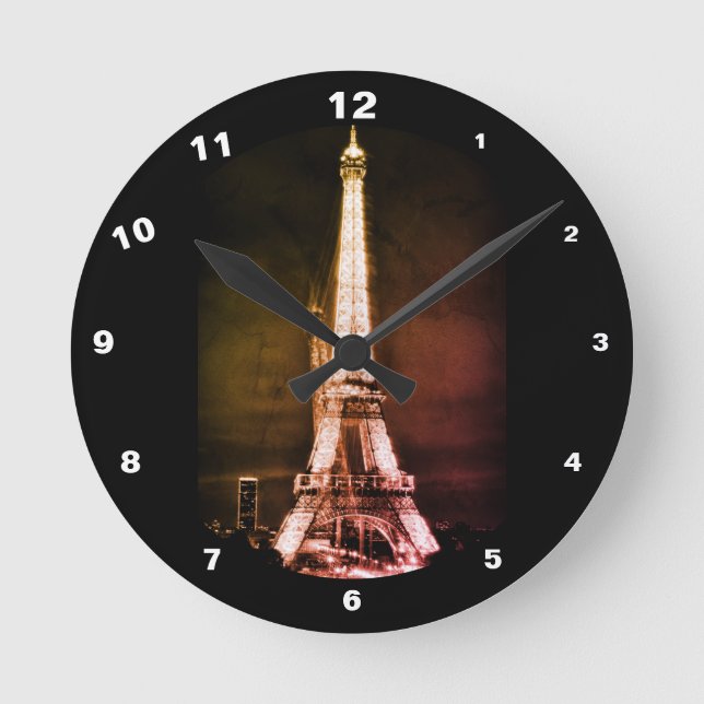 Eiffel Tower - Surreal Art, Paris, France Round Clock (Front)