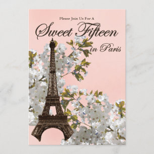 Eiffel Tower Sweet 15 Fifteen Invitations