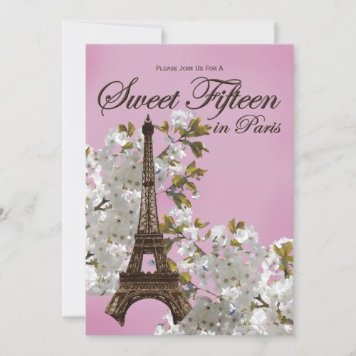 Eiffel Tower Sweet 15 Fifteen Invitations Lilac
