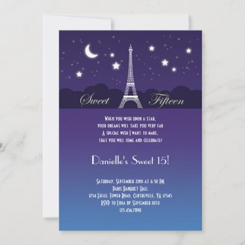 Eiffel Tower Sweet Sixteen Invitation