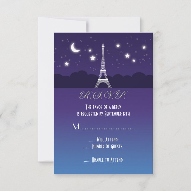 Eiffel Tower Sweet Sixteen RSVP Card (Front)