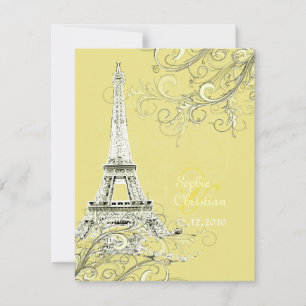 Eiffel Tower + swirls  Wedding Invitations