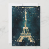Eiffel tower teal gold glitter sparkle quinceanera invitation (Back)