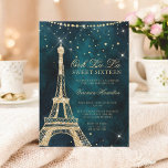 Eiffel tower teal gold glitter sparkle Sweet 16 Invitation<br><div class="desc">A modern,  chic and glamorous sweet sixteen with a hand drawn gold glitter french Paris theme Eiffel Tower with gold glitter diamond sparkles on a dark teal blue green watercolor background.</div>