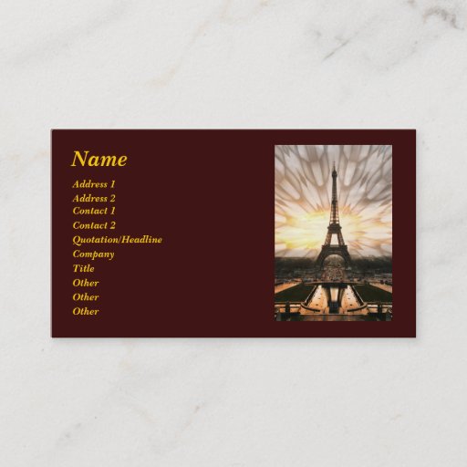 Customizable Eiffel Tower, template Business Cards