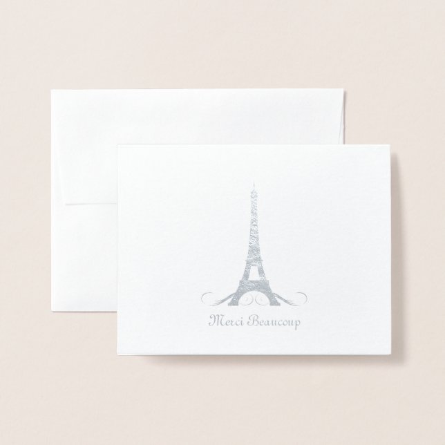Eiffel Tower Thank You Foil Card (Front With Envelope)