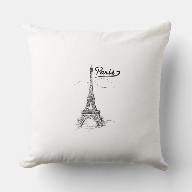  Eiffel Tower Throw Pillow (Front)