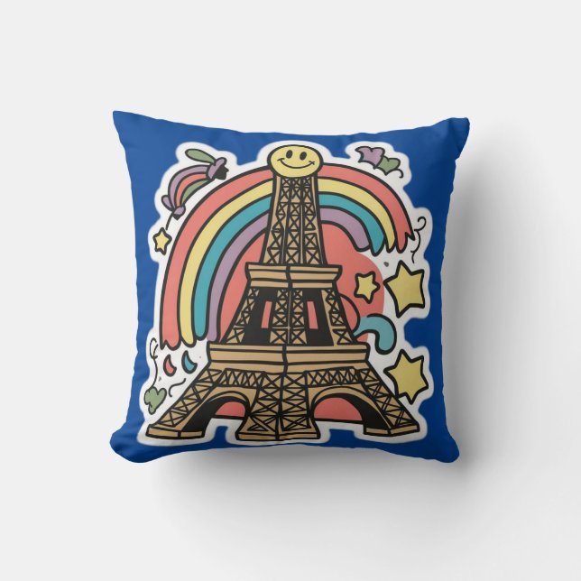 Eiffel Tower Throw Pillow (Front)