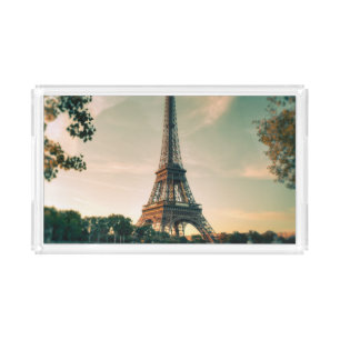Eiffel tower throw pillow acrylic tray