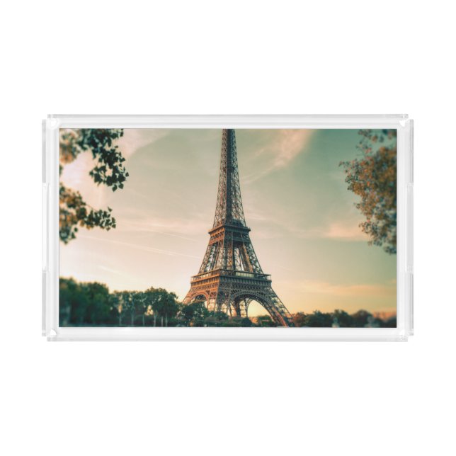 Eiffel tower throw pillow acrylic tray (Front)