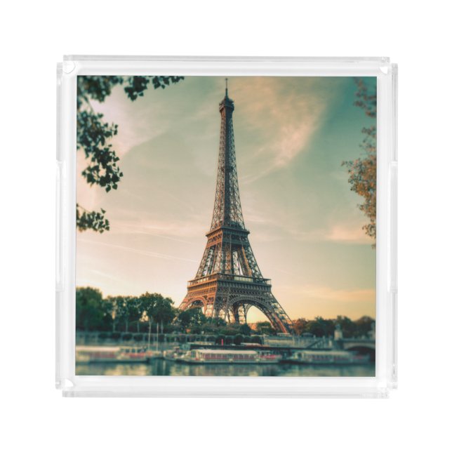 Eiffel tower throw pillow acrylic tray (Front)