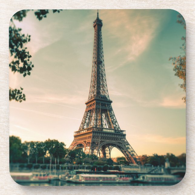 Eiffel tower throw pillow beverage coaster (Front)