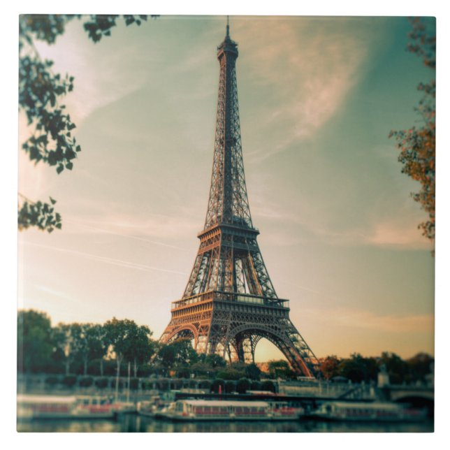 Eiffel tower throw pillow ceramic tile (Front)