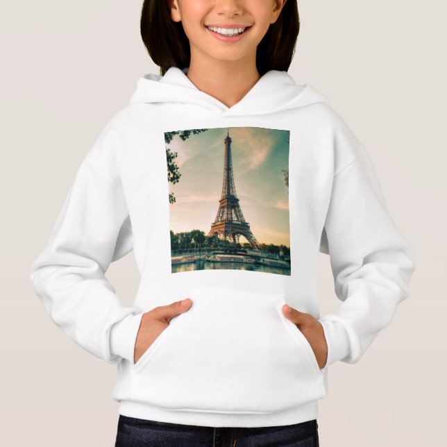 Eiffel tower throw pillow hoodie (Front)