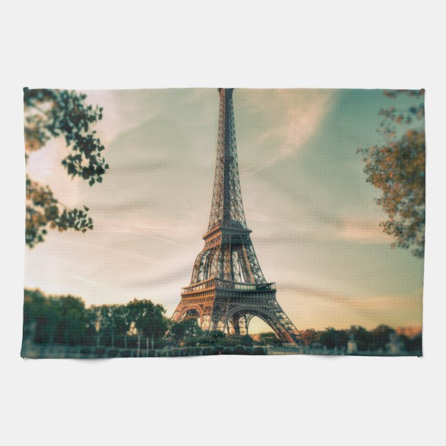Eiffel tower throw pillow kitchen towel (Horizontal)