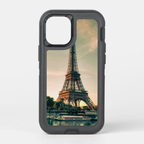 Eiffel tower throw pillow OtterBox defender iPhone 12 mini case