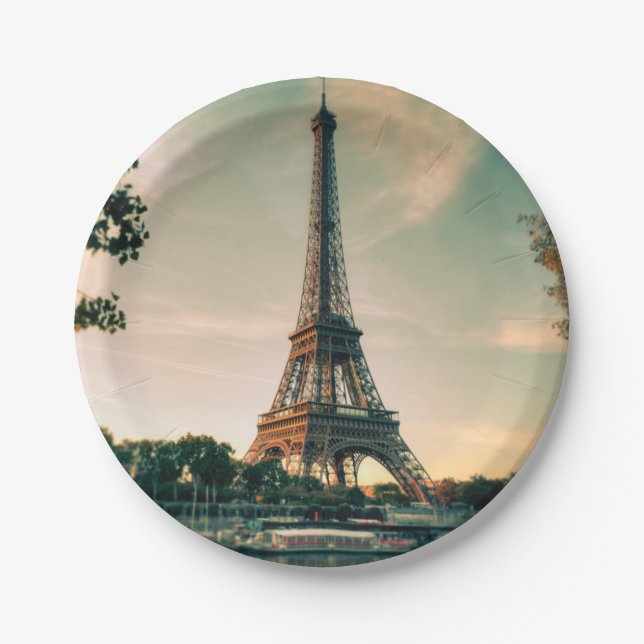 Eiffel tower throw pillow paper plates (Front)