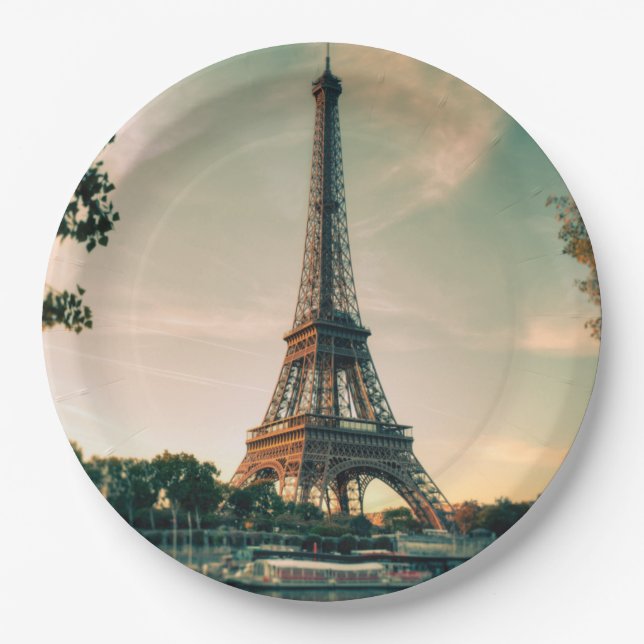 Eiffel tower throw pillow paper plates (Front)