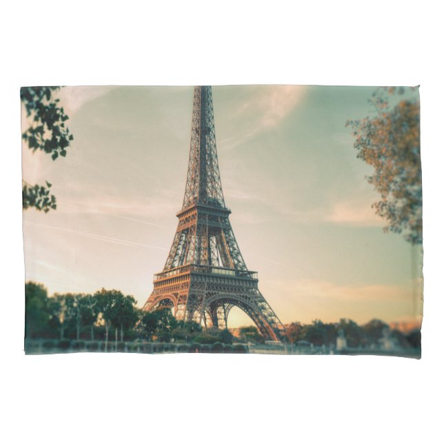 Eiffel tower throw pillow pillow case (Front-Left)